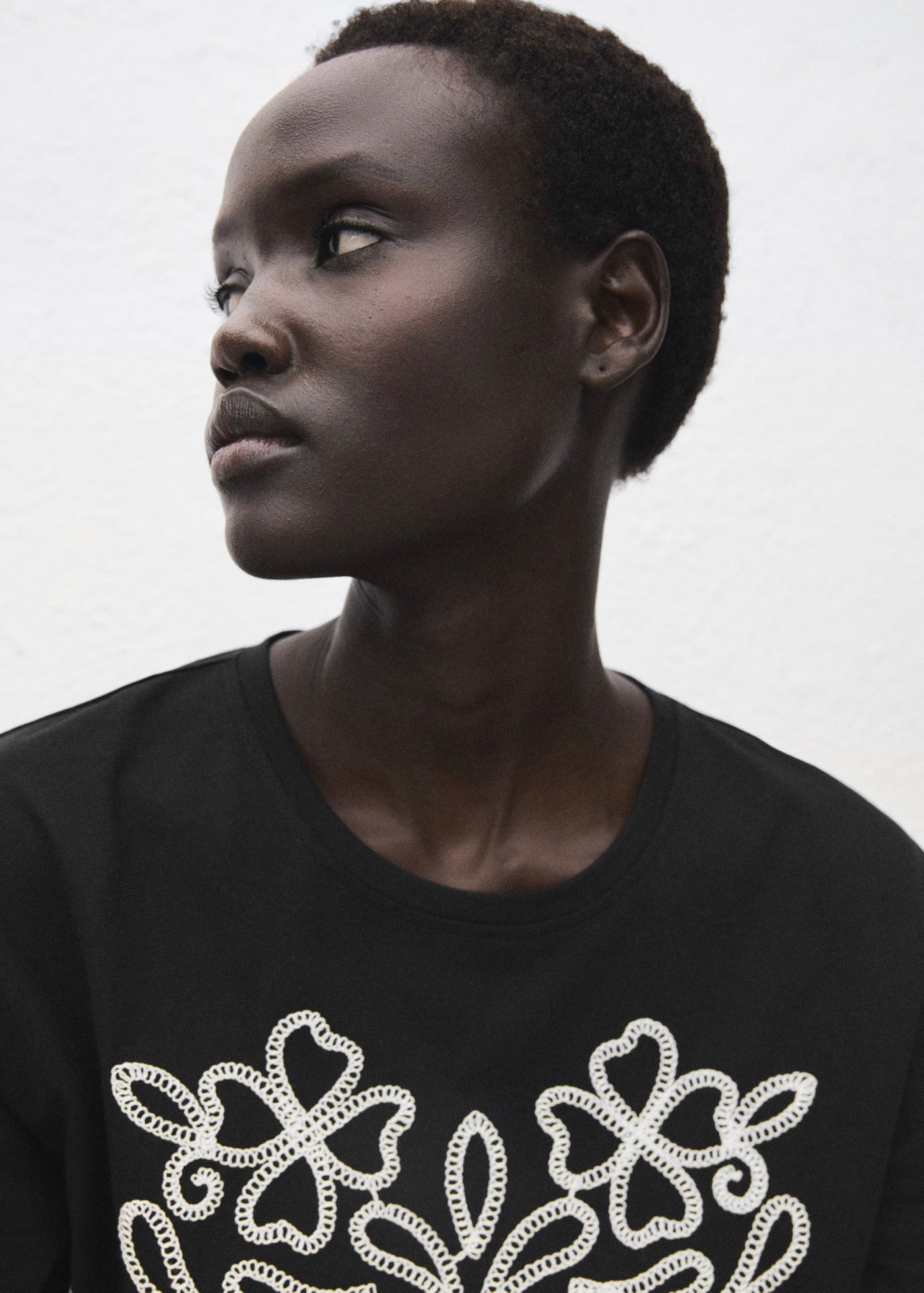 T-Shirt Coton Broderie À Fleurs