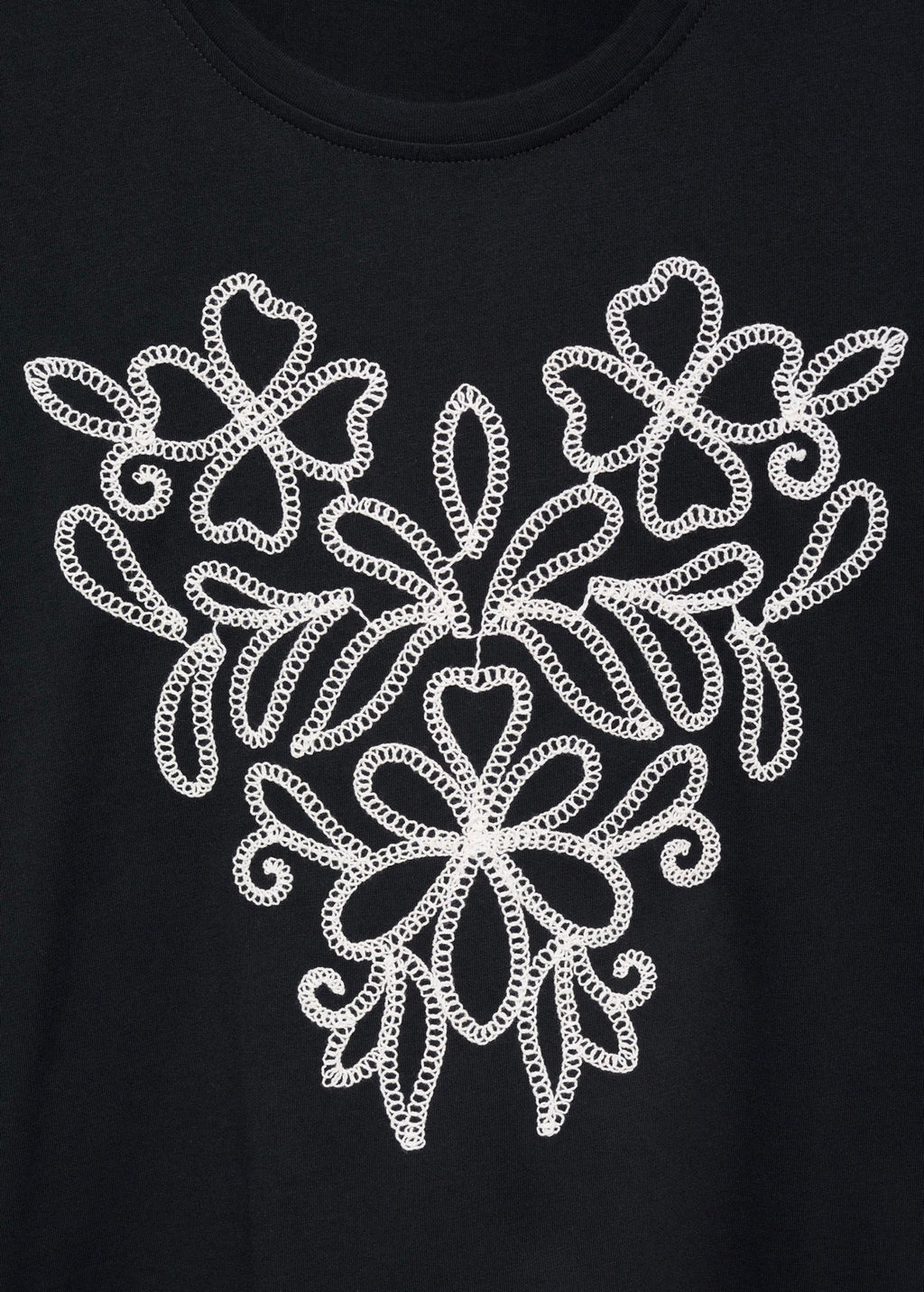 T-Shirt Coton Broderie À Fleurs
