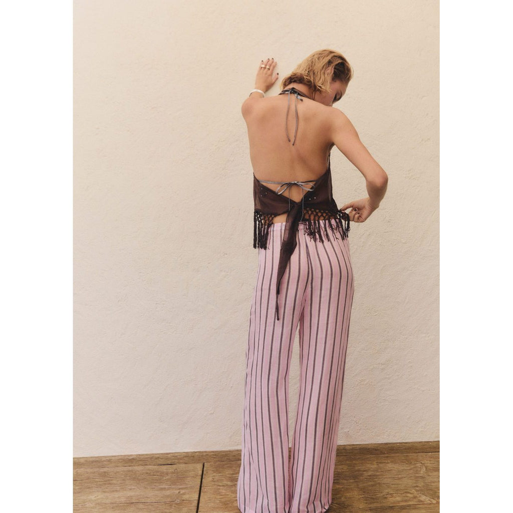 Pantalon En Ramie À Rayures