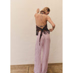Pantalon En Ramie À Rayures