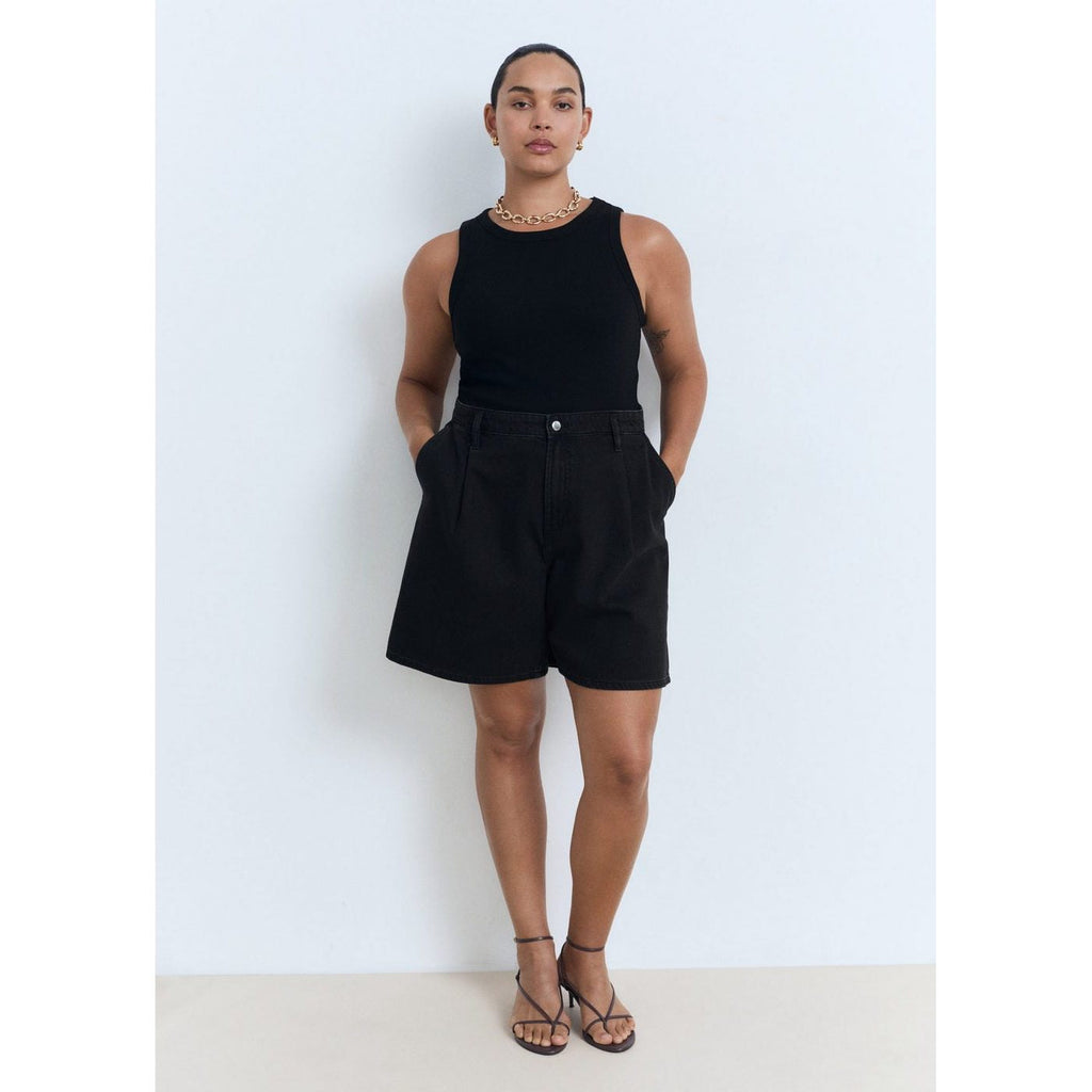 Bermuda En Jean Taille Normale À Pinces