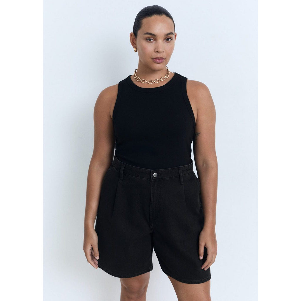 Bermuda En Jean Taille Normale À Pinces