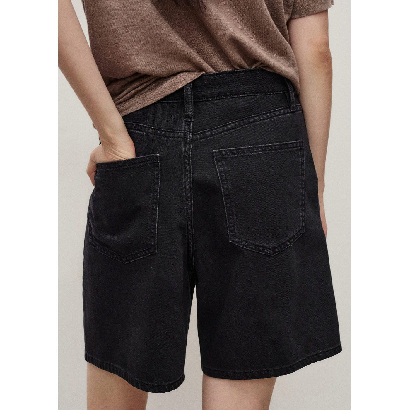 Bermuda En Jean Taille Normale À Pinces