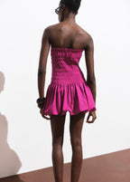 Robe Courte Froncée Ballon