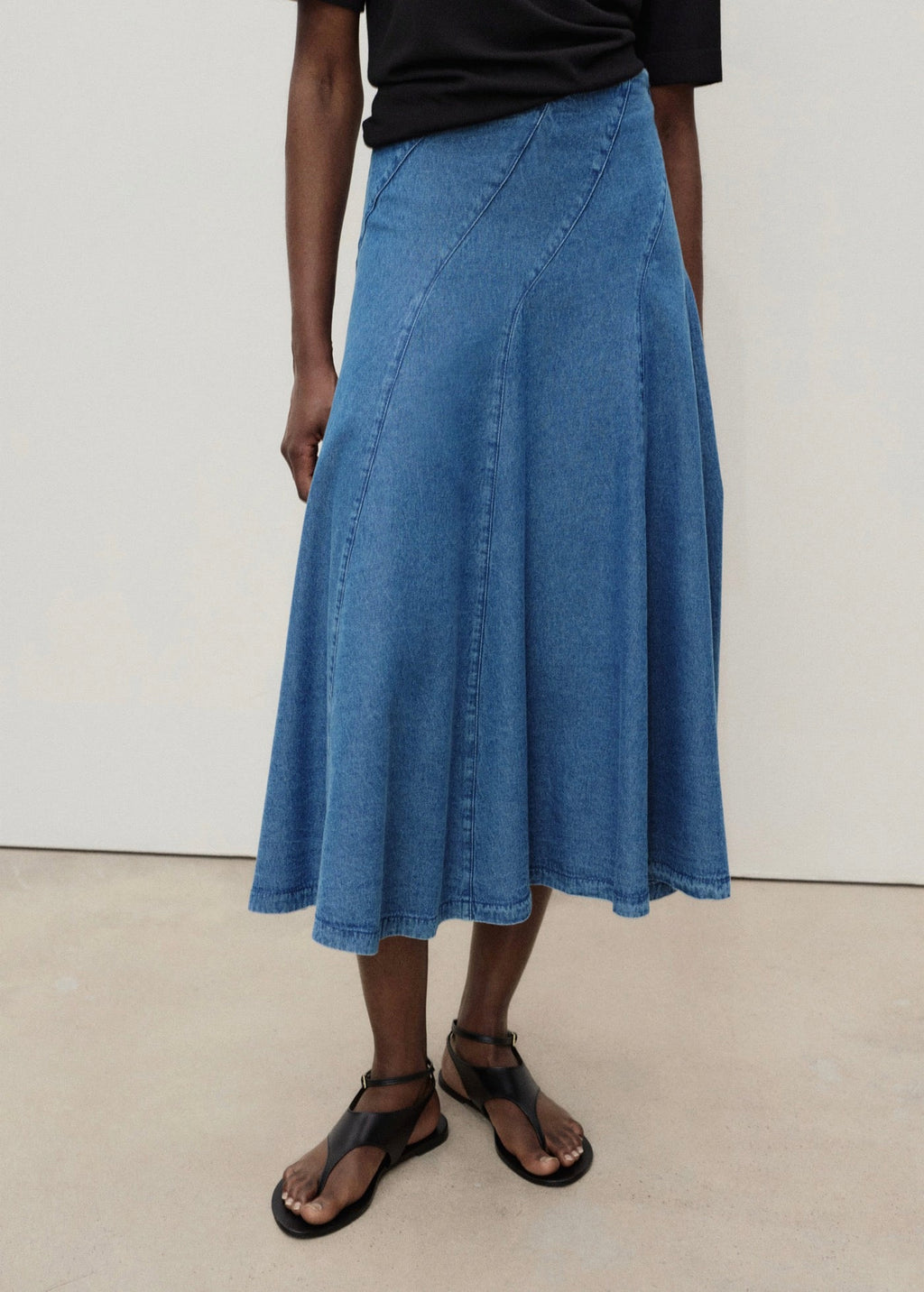 Jupe Midi Denim Coutures
