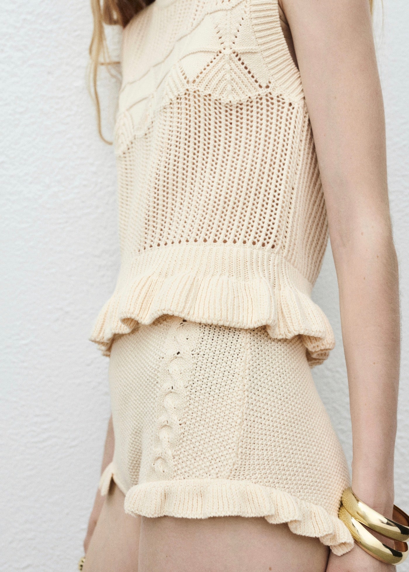 Mini Short En Maille À Volants