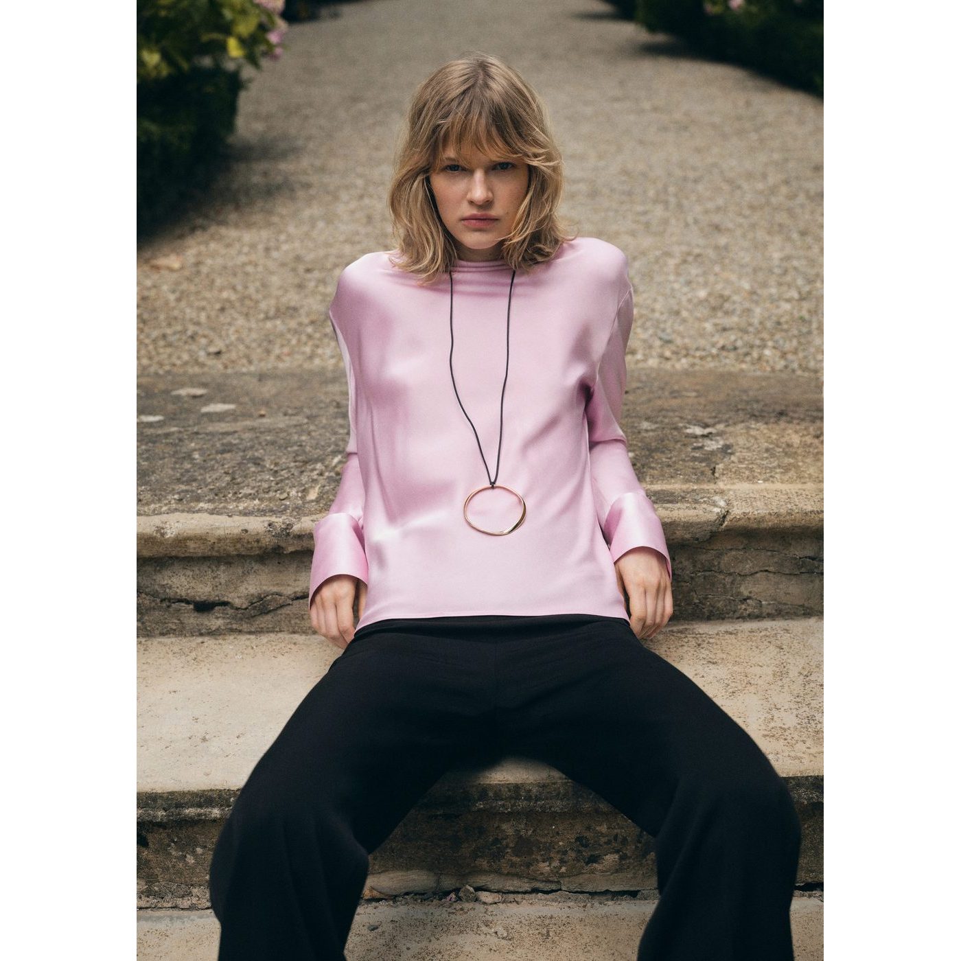 Blouse Satinée Dos Drapé