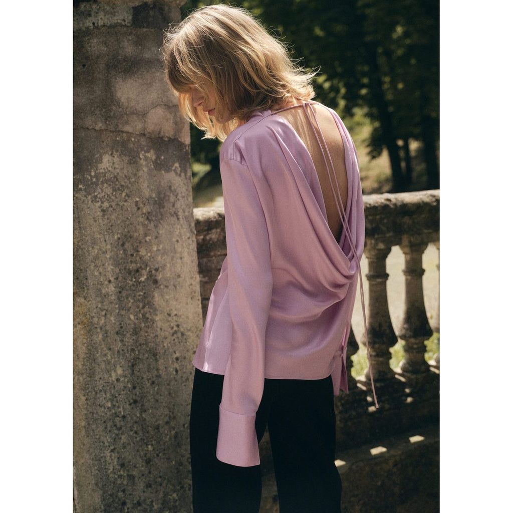 Blouse Satinée Dos Drapé
