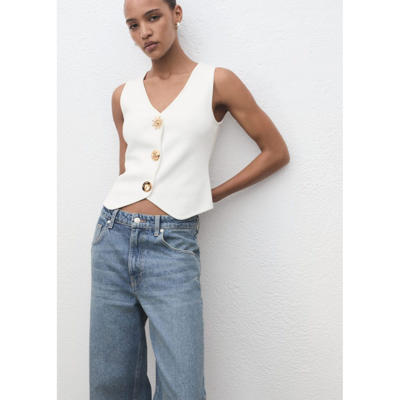 Gilet Maille Boutons Bijoux