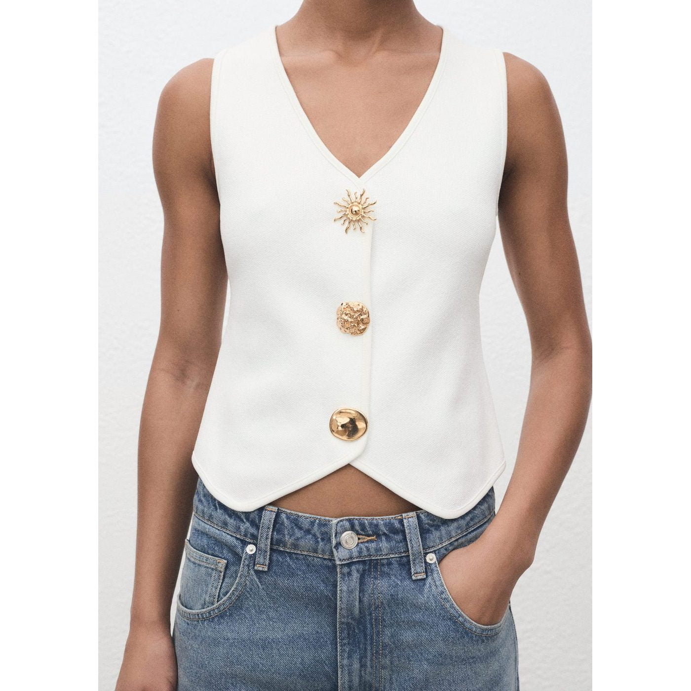 Gilet Maille Boutons Bijoux