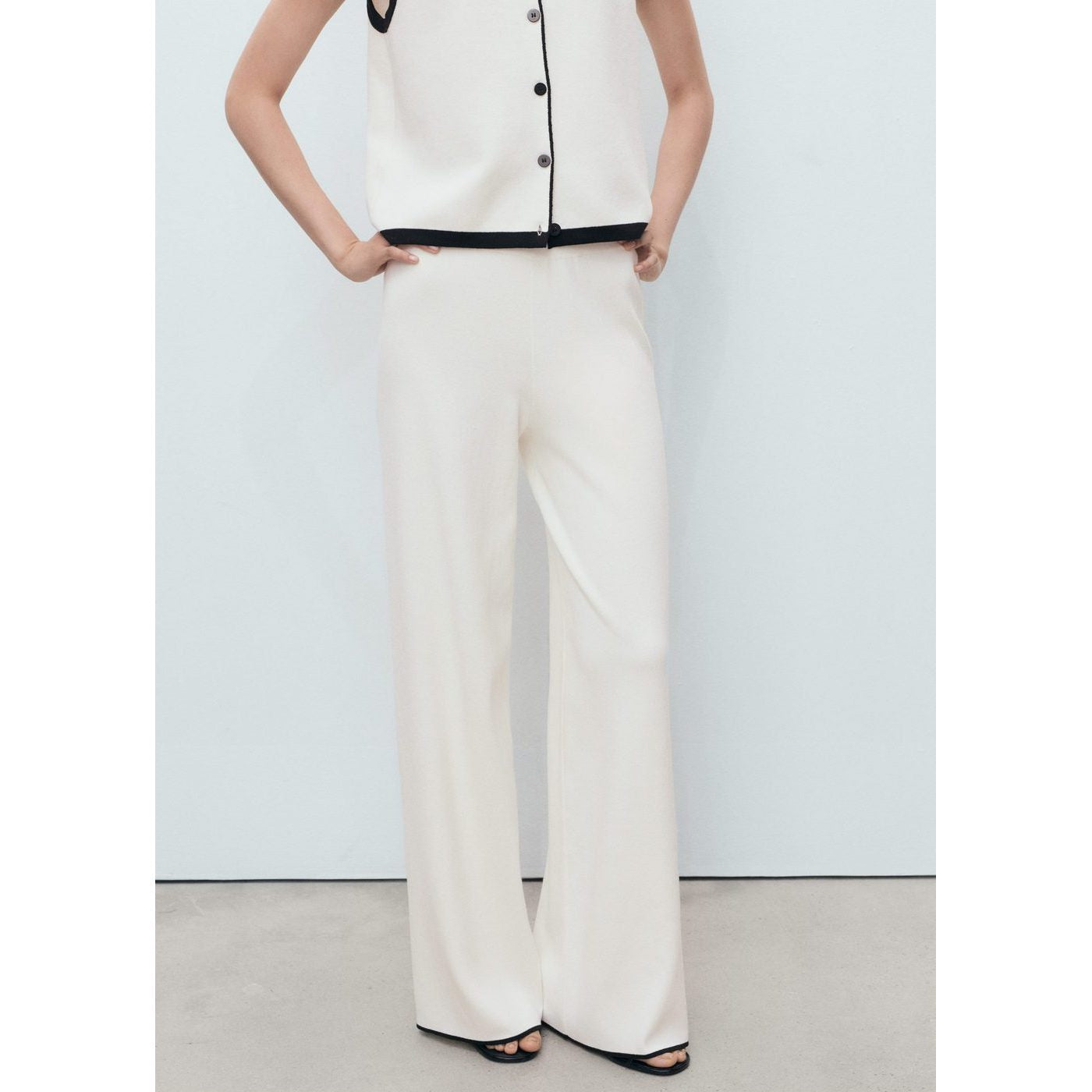 Pantalon Maille Bas Contrastant