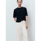 Pantalon Maille Bas Contrastant