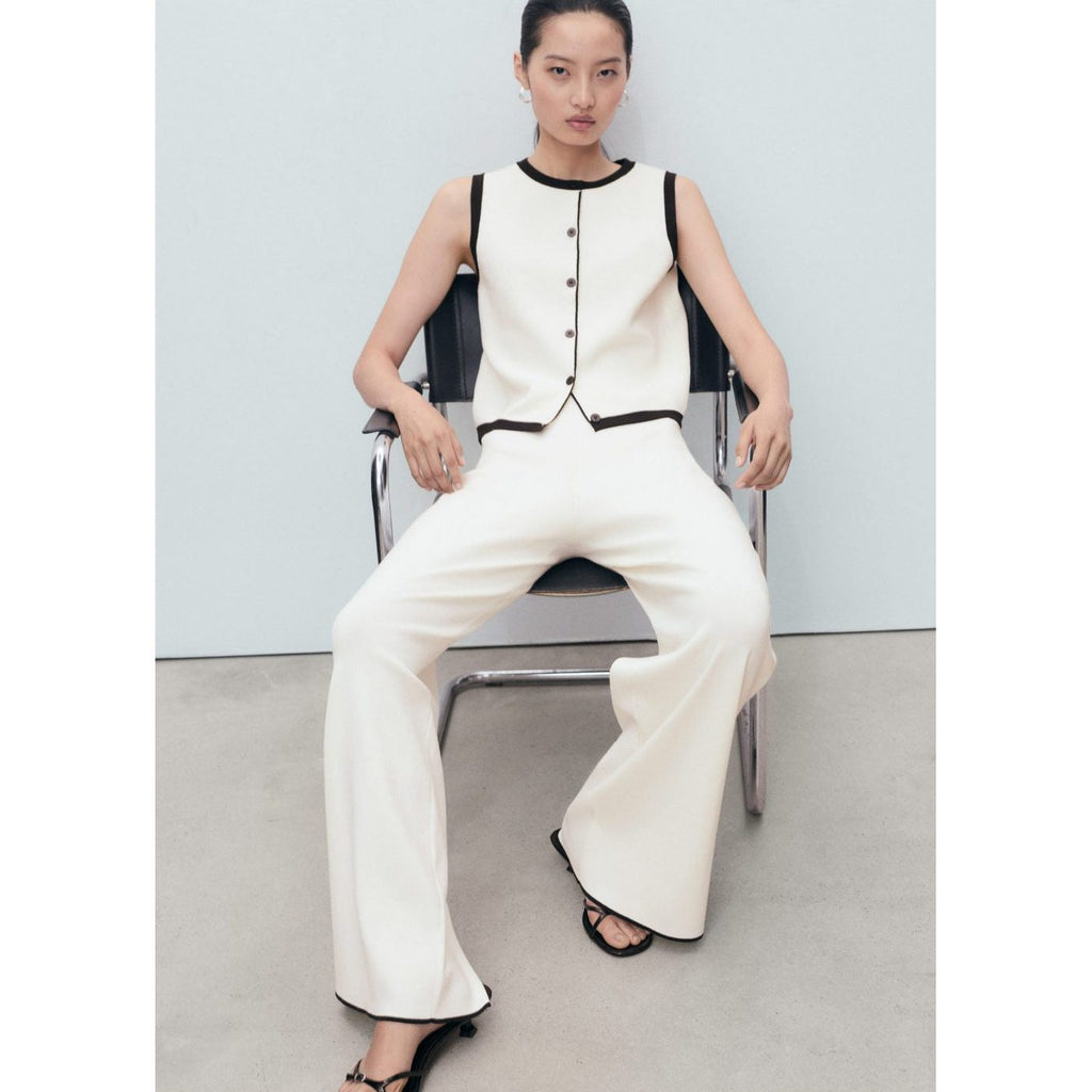 Pantalon Maille Bas Contrastant