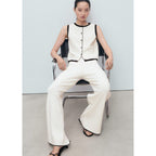 Pantalon Maille Bas Contrastant