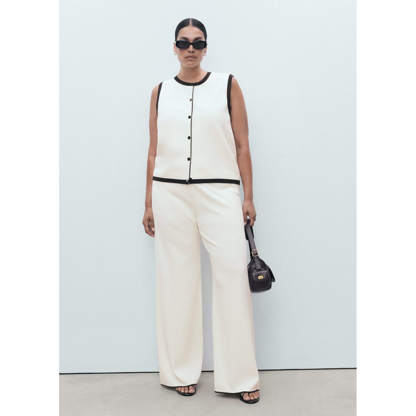 Pantalon Maille Bas Contrastant