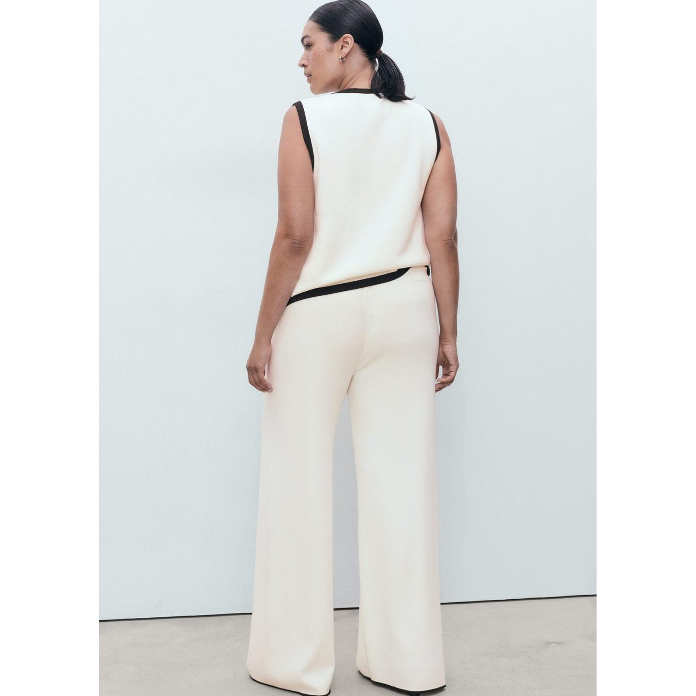 Pantalon Maille Bas Contrastant