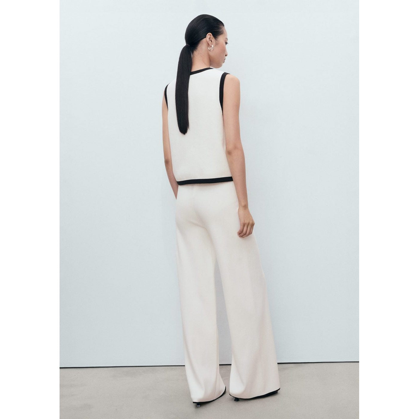 Pantalon Maille Bas Contrastant