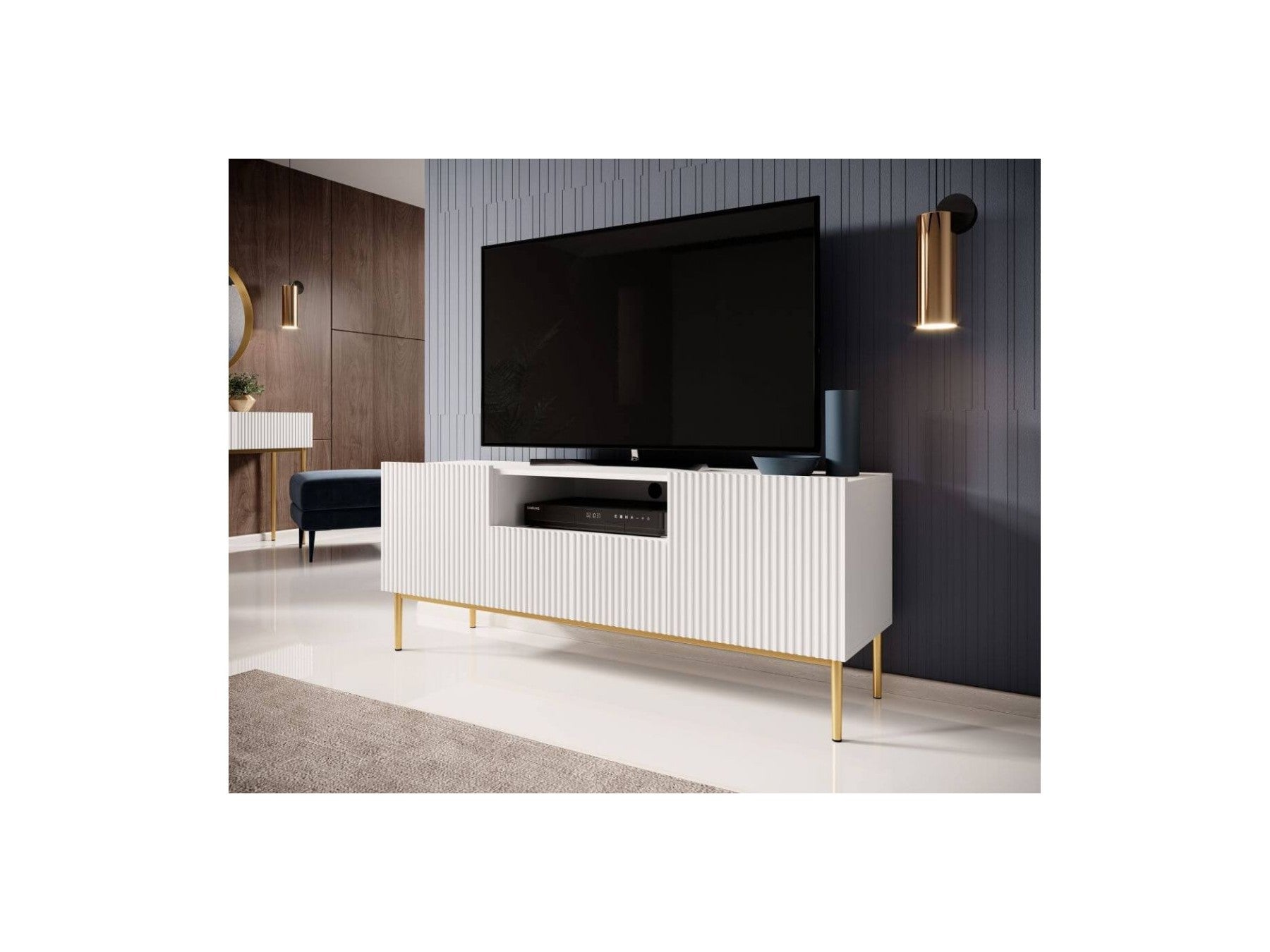 Kasha - Meuble Tv Avec Niche - Pieds Or