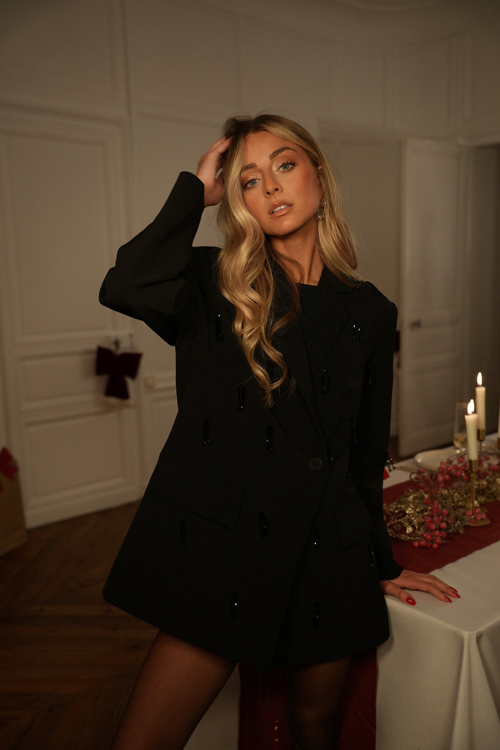 Blazer À Perles Premium Loana - Noire