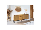 Albi - Buffet 3 Portes - Bois Massif Et Rotin
