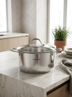 Marmite 32cm - Couvercle En Verre - Acier Inoxydable - Inox