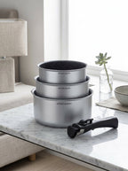 Set 3 Casseroles 16/18/20cm - Aluminium - Anti-Adhésif - Silver
