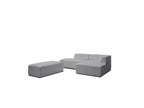 Megeve - Canapé D'Angle Fixe Modulable - Tissu Bouclette - Avec Pouf - Angle Droit