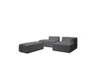 Megeve - Canapé D'Angle Fixe Modulable - Tissu Bouclette - Avec Pouf - Angle Droit