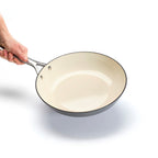 Poêle En Fonte Émaillée Avec Poignée En Inox 24 Cm - Gris Foncé