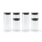 Set De 6 Boîtes En Verre Avec Couvercles En Plastique - Noir