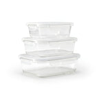 Set De 3 Boîtes En Verre Avec Couvercles Hermétiques - Transparent