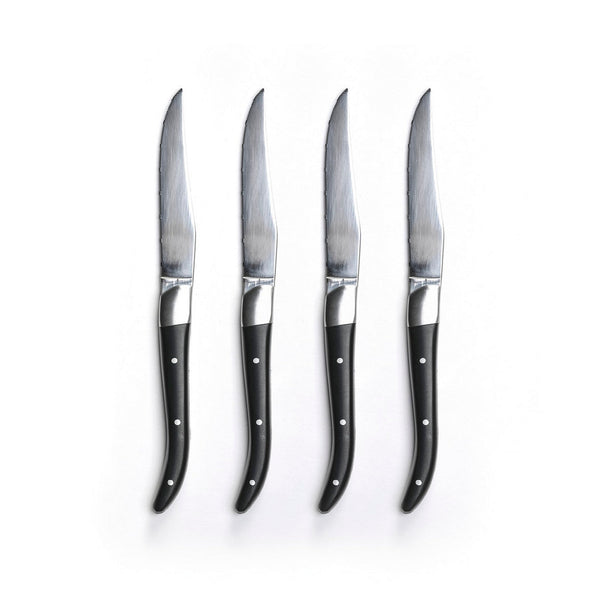 Set De 4 Couteaux À Steak Riveté - Noir / Gris