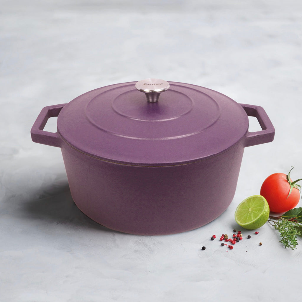 Cocotte En Fonte D'Acier Ronde - Aubergine - 28cm