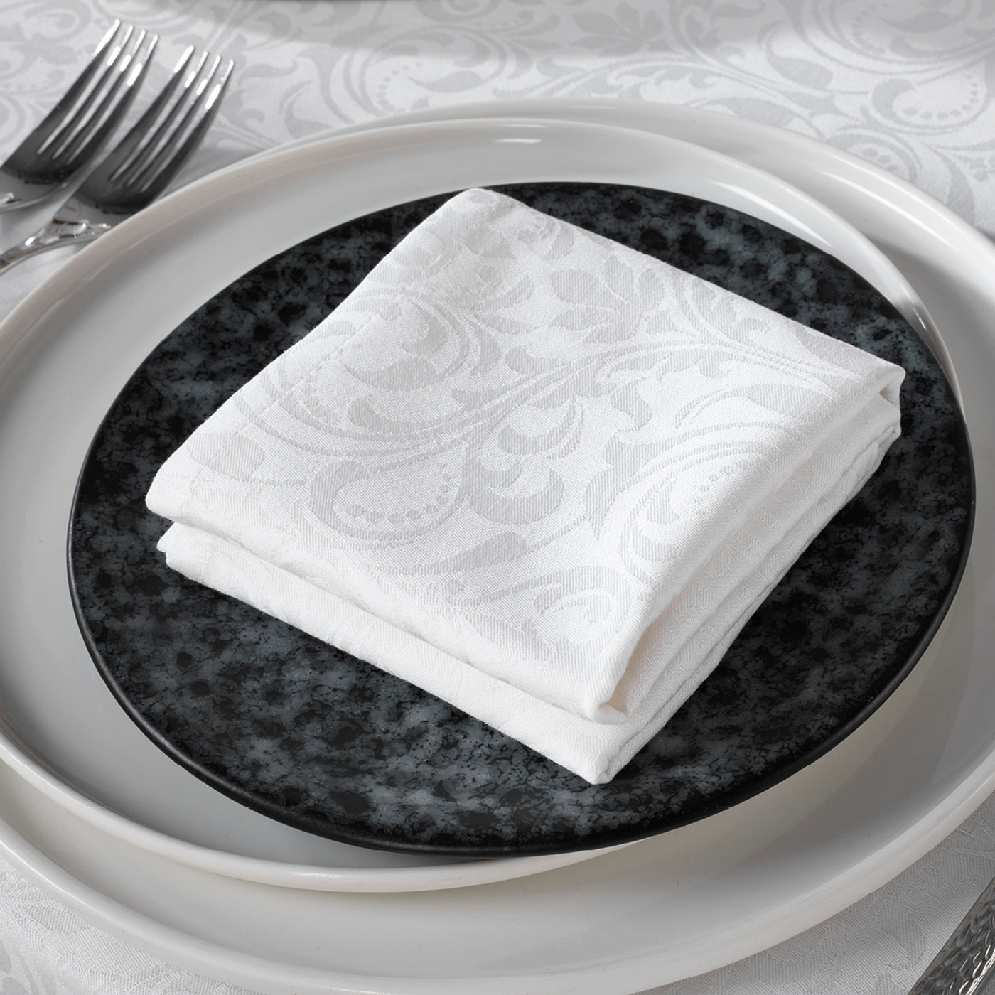 Set De 4 Serviettes Tissé Jacquard - Blanc