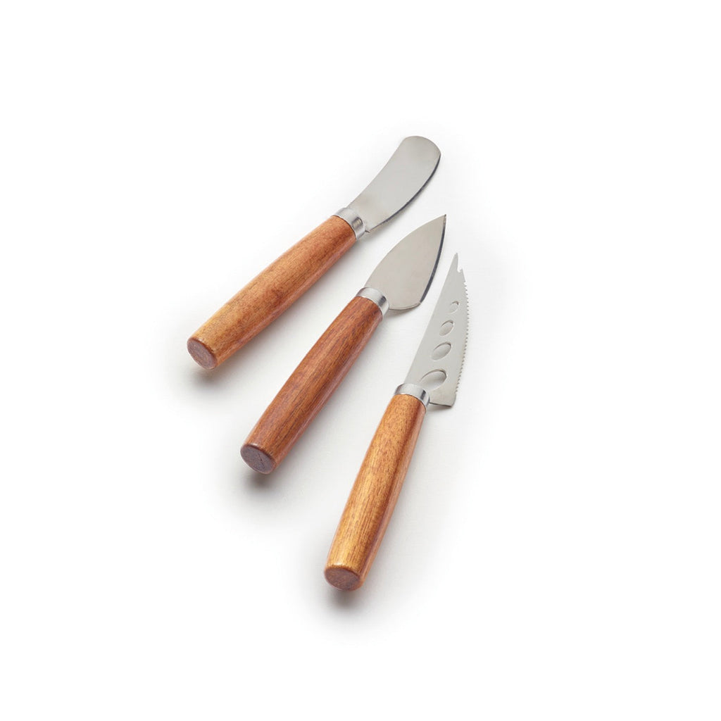 Planche À Découper Rectangulaire Avec Poignée + Set De 3 Couteaux À Fromage - Bambou - Bois