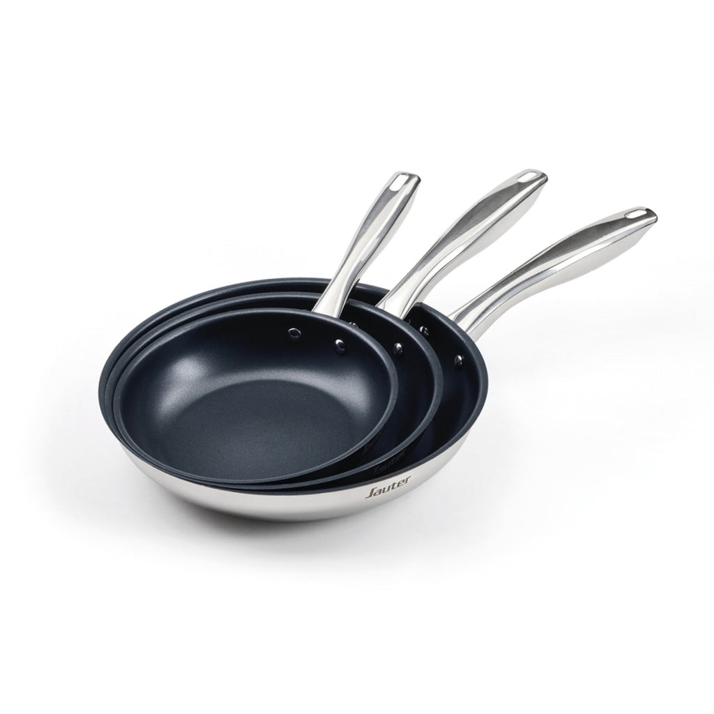 Set De 3 Poêles Anti-Adhésives - Qulinox Pro Ceramic - Argenté