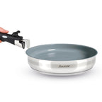 Set De 3 Poêles Anti-Adhésives Avec Poignée Amovible - Amo Ceramic Grey - Argenté
