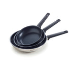 Set De 3 Poêles Anti-Adhésives - Argenté