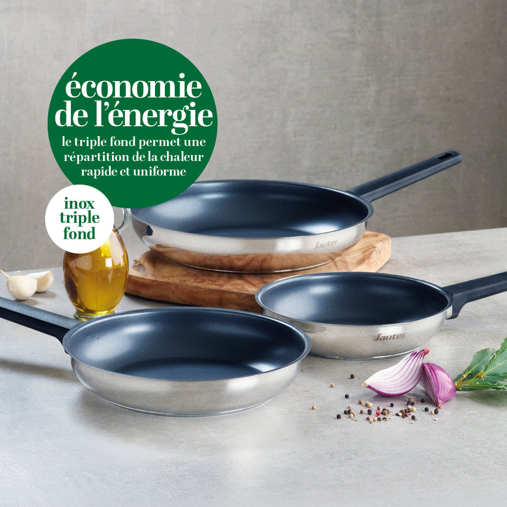 Set De 3 Poêles Anti-Adhésives - Argenté