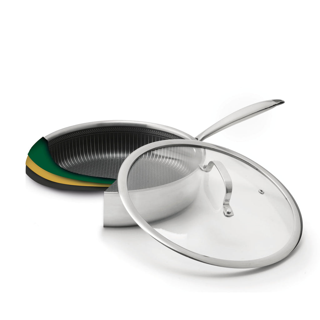 Sauteuse En Acier Inoxydable Triply Revêtement Nid D'Abeille Anti-Adhésif 24 Cm - Argenté