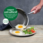 Sauteuse En Acier Inoxydable Triply Revêtement Nid D'Abeille Anti-Adhésif 24 Cm - Argenté