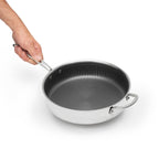 Sauteuse En Acier Inoxydable Triply Revêtement Nid D'Abeille Anti-Adhésif 24 Cm - Argenté