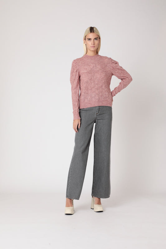 Pull Col Rond - Old Pink