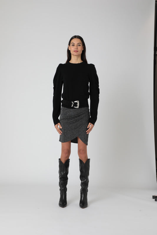 Pull Col V Avec Fronces - Off White