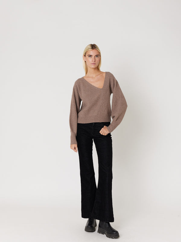 Pull Col Rond Avec Cotes - Chestnut