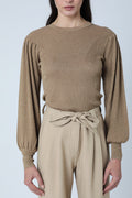 Pull Col Rond Manches Bouffantes - Honey