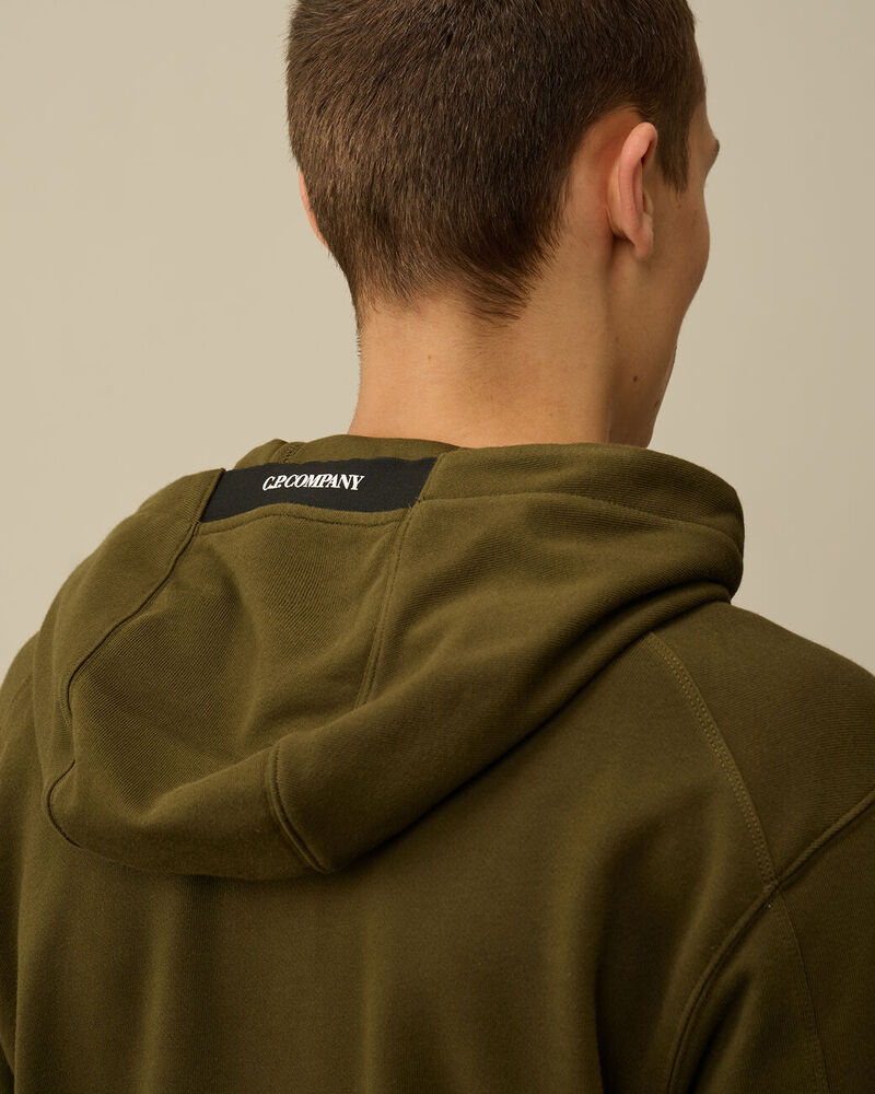 CP Company - Sweat À Capuche Diagonal Fleece Lens – Vert Lierre