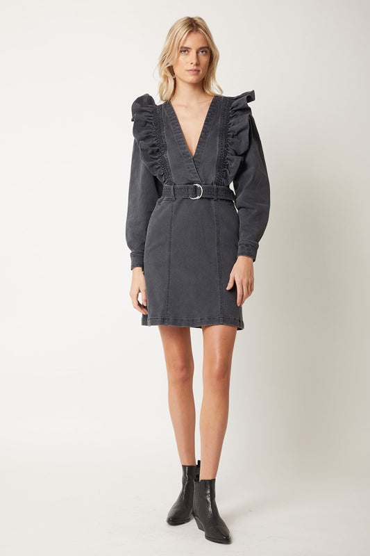 Robe Denim Volant - Anthracite