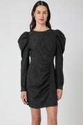 Robe Manche Longue Fronce - Chevron Noir