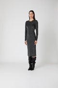 Robe Longue Lurex Dos Nu - Noir/Silver